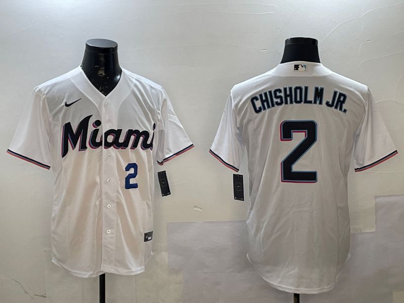 Men Miami Marlins #2 Chisholm jr White Game 2025 Nike MLB Jersey style 3->miami marlins->MLB Jersey
